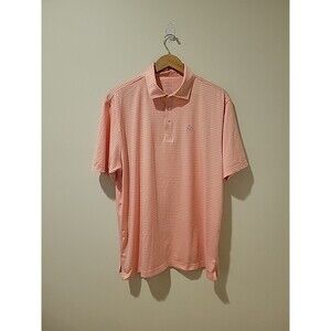 Rhoback Golf Polo Shirt Mens XL Striped Coral/Orange Performance Stretch